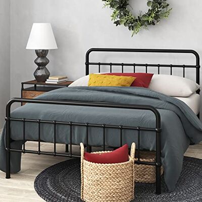 Zinus Florence Bed 90 x 200 cm, hoogte 30 cm, met opbergruimte onder het bed, metalen bedframe, met hoofdeinde en voeteneinde, zwart Zinus Florence Bed 90 x 200 cm, hoogte 30 cm, met opbergruimte onder het bed, metalen bedframe, met hoofdeinde en voeteneinde, zwart