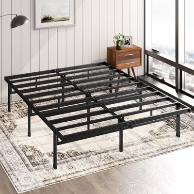 Zinus Justin Bed 135 x 190 cm, hoogte 36 cm, met opbergruimte onder het bed, bedframe met platform van metaal, zwart Zinus Justin Bed 135 x 190 cm, hoogte 36 cm, met opbergruimte onder het bed, bedframe met platform van metaal, zwart