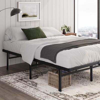 Zinus Justin Bed 90 x 190 cm, hoogte 36 cm, met opbergruimte onder het bed, bedframe platform van metaal, zwart Zinus Justin Bed 90 x 190 cm, hoogte 36 cm, met opbergruimte onder het bed, bedframe platform van metaal, zwart