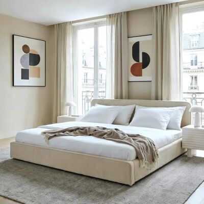 IDIMEX LATINI Tweepersoonsbed, gevoerd, 180 x 200 cm, hoofdeinde van beige stof, kingsize 2-persoonsbed met lattenbodem, in hoogte verstelbaar hoofdeinde, modern design IDIMEX LATINI Tweepersoonsbed, gevoerd, 180 x 200 cm, hoofdeinde van beige stof, kingsize 2-persoonsbed met lattenbodem, in hoogte verstelbaar hoofdeinde, modern design