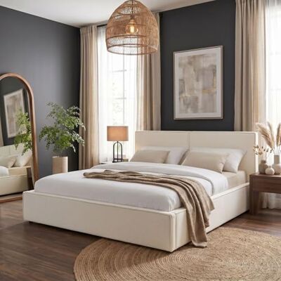 IDIMEX Calm Tweepersoonsbed, gestoffeerd 160 x 200 cm, queensize, crèmewit, optimaal comfort, met lattenbodem inbegrepen, hoofdeinde van stof, eenvoudig en modern design, voor volwassen slaapkamer IDIMEX Calm Tweepersoonsbed, gestoffeerd 160 x 200 cm, queensize, crèmewit, optimaal comfort, met lattenbodem inbegrepen, hoofdeinde van stof, eenvoudig en modern design, voor volwassen slaapkamer
