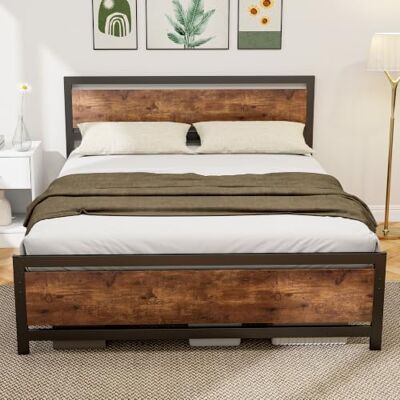 HOMCOM Bedframe voor tweepersoonsbed, staal, met lattenbodem, 200 x 160 cm, rustiek bruin HOMCOM Bedframe voor tweepersoonsbed, staal, met lattenbodem, 200 x 160 cm, rustiek bruin