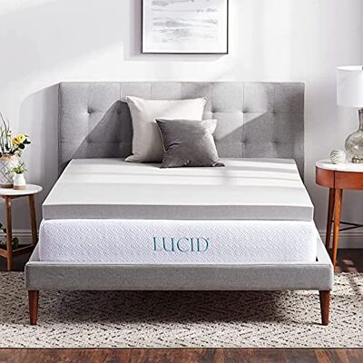 LUCID matrastopper van 7,5 cm bamboehoutskool-traagschuim matrastopper 140 x 200 cm LUCID matrastopper van 7,5 cm bamboehoutskool-traagschuim matrastopper 140 x 200 cm