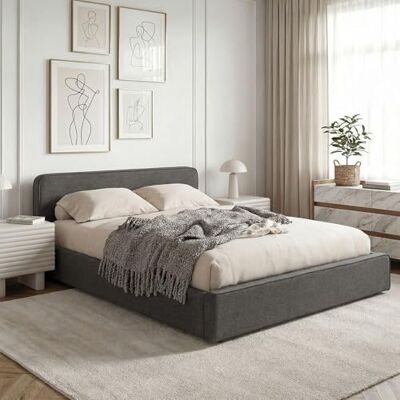 IDIMEX Belarti Tweepersoonsbed, 140 x 190 cm, gevoerd, bekleding van stof, donkergrijs, modern bed voor 2 personen, houten bedframe met lattenbodem inbegrepen IDIMEX Belarti Tweepersoonsbed, 140 x 190 cm, gevoerd, bekleding van stof, donkergrijs, modern bed voor 2 personen, houten bedframe met lattenbodem inbegrepen