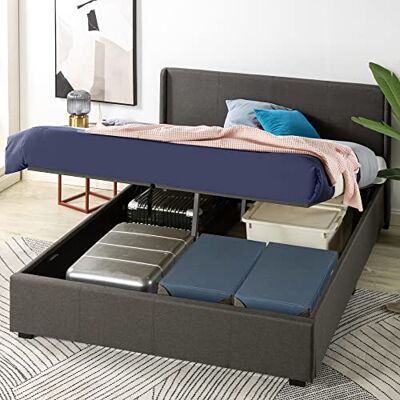 Zinus Maddon Bed 160 x 200 cm – bedframe hoogte 31 cm met opbergruimte onder het bed – Ottoman Gas Lift Gestoffeerd bedframe met opbergruimte – donkergrijs Zinus Maddon Bed 160 x 200 cm – bedframe hoogte 31 cm met opbergruimte onder het bed – Ottoman Gas Lift Gestoffeerd bedframe met opbergruimte – donkergrijs