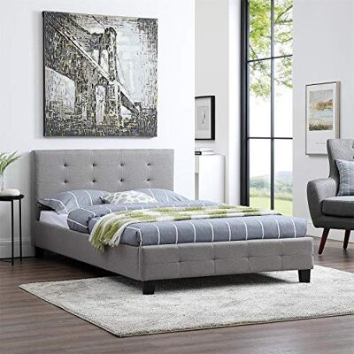 IDIMEX Eenpersoonsbed voor volwassenen, Marlon, 120 x 190 cm, met lattenbodem voor Frans bed, hoofdeinde en voeteneinde, bekleding van stof, grijs IDIMEX Eenpersoonsbed voor volwassenen, Marlon, 120 x 190 cm, met lattenbodem voor Frans bed, hoofdeinde en voeteneinde, bekleding van stof, grijs