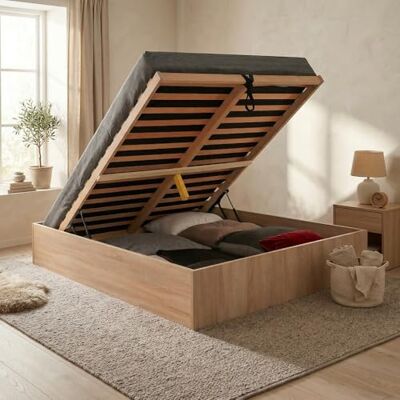 Weber Bilbao kistbed 160x200 cm + lattenbodem/decor gebleekt eiken Weber Bilbao kistbed 160x200 cm + lattenbodem/decor gebleekt eiken