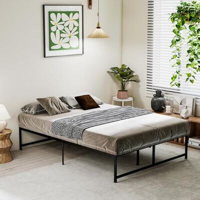 HOMCOM Bedframe, 140 x 190 cm, tweepersoonsbed, voor 2 personen, opslag, zwart HOMCOM Bedframe, 140 x 190 cm, tweepersoonsbed, voor 2 personen, opslag, zwart