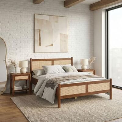 IDIMEX Tweepersoonsbed, 140 x 190 cm, kastanjebruin, hoofd- en voeteneinde van gevlochten rotan, voor een natuurlijke en warme sfeer, afmetingen 148 x 95 x 198 cm, ideaal voor slaapkamer IDIMEX Tweepersoonsbed, 140 x 190 cm, kastanjebruin, hoofd- en voeteneinde van gevlochten rotan, voor een natuurlijke en warme sfeer, afmetingen 148 x 95 x 198 cm, ideaal voor slaapkamer
