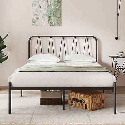 Novilla Bedframe met metalen platform voor matrassen van 160 x 190 cm, opberghoogte onder het bed 30,5 cm, metalen frame, geen lattenbodem nodig, eenvoudige montage, zwart Novilla Bedframe met metalen platform voor matrassen van 160 x 190 cm, opberghoogte onder het bed 30,5 cm, metalen frame, geen lattenbodem nodig, eenvoudige montage, zwart