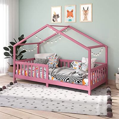 IDIMEX LISAN Hutbed, eenpersoonsbed voor kinderen, hout, 90 x 190 cm, massief grenen, roze gelakt IDIMEX LISAN Hutbed, eenpersoonsbed voor kinderen, hout, 90 x 190 cm, massief grenen, roze gelakt