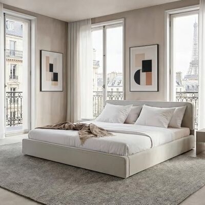 IDIMEX LATINI Tweepersoonsbed 180 x 200 cm, van lichtgrijze stof, kingsize bed voor 2 personen met lattenbodem, in hoogte verstelbaar hoofd, modern design IDIMEX LATINI Tweepersoonsbed 180 x 200 cm, van lichtgrijze stof, kingsize bed voor 2 personen met lattenbodem, in hoogte verstelbaar hoofd, modern design