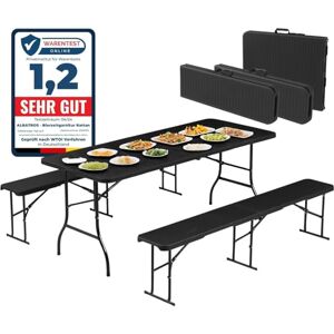 Albatros Tuinmeubelset, inklapbaar, 3-delig, stabiele klaptafel van 300 kg en 2 banken van 500 kg, campingtafel voor 10 personen, campingtafel, outdoor, biertafel Albatros Tuinmeubelset, inklapbaar, 3-delig, stabiele klaptafel van 300 kg en 2 banken van 500 kg, campingtafel voor 10 personen, campingtafel, outdoor, biertafel