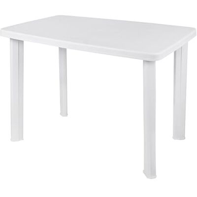 Spetebo Tuintafel, kunststof, 100 x 72 cm, wit, klassieke rechthoekige campingtafel met parasol Spetebo Tuintafel, kunststof, 100 x 72 cm, wit, klassieke rechthoekige campingtafel met parasol