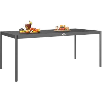 Outsunny Eettafel van staal, tuintafel voor 8 personen, met rechthoekig lattenblad, roestvrij en weerbestendig, voor terras, terras, donkergrijs Outsunny Eettafel van staal, tuintafel voor 8 personen, met rechthoekig lattenblad, roestvrij en weerbestendig, voor terras, terras, donkergrijs