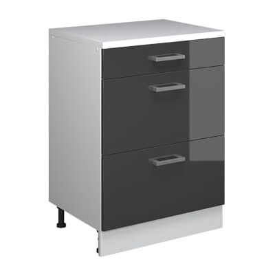 Vicco Zolderkast "Rion", antraciet, hoogglanzend, 60 x 81,6 cm zonder helling met 3 laden Vicco Zolderkast "Rion", antraciet, hoogglanzend, 60 x 81,6 cm zonder helling met 3 laden