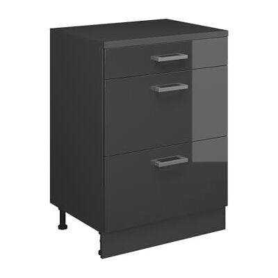 Vicco Zolderkast "Rion", antraciet, hoogglanzend, 60 x 81,6 cm zonder helling met 3 laden Vicco Zolderkast "Rion", antraciet, hoogglanzend, 60 x 81,6 cm zonder helling met 3 laden