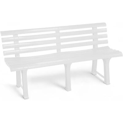 Spetebo tuinbank 3-zits kunststof tuinbank 145 x 74 cm wit weerbestendig belastbaar tot 200 kg Spetebo tuinbank 3-zits kunststof tuinbank 145 x 74 cm wit weerbestendig belastbaar tot 200 kg