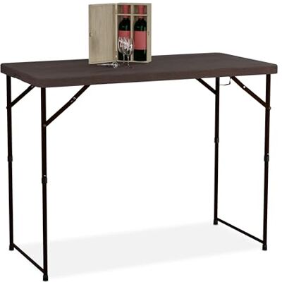 Relaxdays Tuintafel, inklapbaar, 74 x 120 x 60 cm, kunststof, staal, in hoogte verstelbaar, 6 personen, campingtafel, bruin 74x120x60 cm, pour 6 personnes, acier et plastique Relaxdays Tuintafel, inklapbaar, 74 x 120 x 60 cm, kunststof, staal, in hoogte verstelbaar, 6 personen, campingtafel, bruin 74x120x60 cm, pour 6 personnes, acier et plastique