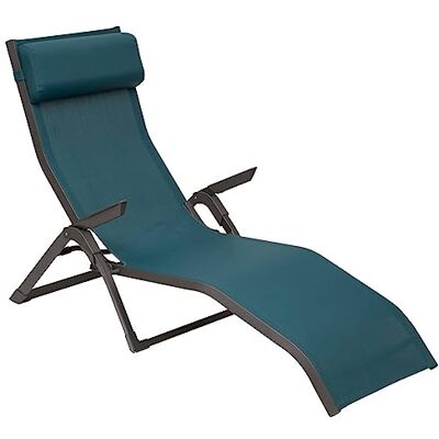 HESPERIDE Hespéride Ligstoel Decima, grafiet/eendenblauw, aluminium, corrosiebestendig, opvouwbaar, stapelbaar, kantelbaar – voor tuin, terras, zonnebad HESPERIDE Hespéride Ligstoel Decima, grafiet/eendenblauw, aluminium, corrosiebestendig, opvouwbaar, stapelbaar, kantelbaar – voor tuin, terras, zonnebad