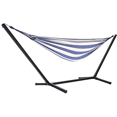 Unique XXL hangmat voor 2 personen, met standaard, schommel, comfortabel, eenvoudige installatie, marineblauw blauw Unique XXL hangmat voor 2 personen, met standaard, schommel, comfortabel, eenvoudige installatie, marineblauw blauw