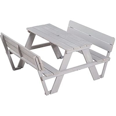 roba Picknicktafel voor kinderen, outdoor, met rugleuning, massief hout, buitentafel, 4-zits, grijs roba Picknicktafel voor kinderen, outdoor, met rugleuning, massief hout, buitentafel, 4-zits, grijs