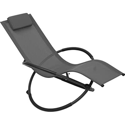 WOLTU Chaise Longues voor Buiten Relax Ademende Schommelstoel voor Balkon Camping Zonnebank met Armleuningen en Hoofdsteun, Grijs, LS002gr WOLTU Chaise Longues voor Buiten Relax Ademende Schommelstoel voor Balkon Camping Zonnebank met Armleuningen en Hoofdsteun, Grijs, LS002gr