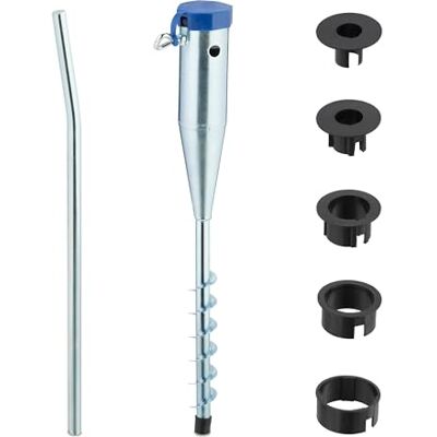 Relaxdays Grondanker, parasol en droger, 25-55 mm dik, schroefbaar, staal, zilver/blauw, 1 stuk Relaxdays Grondanker, parasol en droger, 25-55 mm dik, schroefbaar, staal, zilver/blauw, 1 stuk