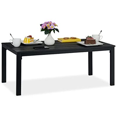 Relaxdays Tuintafel, rechthoekig, houtlook, eettafel, tuin, balkon, terras, 39 x 98 x 48 cm, zwart Relaxdays Tuintafel, rechthoekig, houtlook, eettafel, tuin, balkon, terras, 39 x 98 x 48 cm, zwart