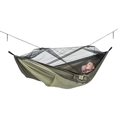 AMAZONAS Ultra-Light Hangmat Muggen Traveller Thermo XXL 780g 305 x 160cm Pakmaat 31 x 11 cm tot 200kg in groen AMAZONAS Ultra-Light Hangmat Muggen Traveller Thermo XXL 780g 305 x 160cm Pakmaat 31 x 11 cm tot 200kg in groen