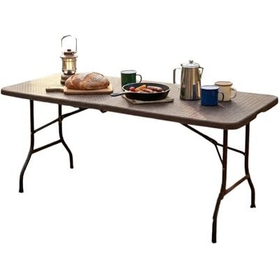Floordirekt Tuintafel, inklapbaar, kunststof, 180 x 75 cm, buffettafel met draaggreep, klaptafel voor tuin, terras en balkon, campingtafel voor 6 personen (Miyako) Floordirekt Tuintafel, inklapbaar, kunststof, 180 x 75 cm, buffettafel met draaggreep, klaptafel voor tuin, terras en balkon, campingtafel voor 6 personen (Miyako)