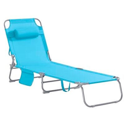 SoBuy OGS35-B Ligstoel, inklapbaar en verstelbaar, tuinligstoel met hoofdsteun en tas, ligstoel, ergonomisch, voor tuin, balkon, terras, belasting 120 kg, blauw, OGS35-B SoBuy OGS35-B Ligstoel, inklapbaar en verstelbaar, tuinligstoel met hoofdsteun en tas, ligstoel, ergonomisch, voor tuin, balkon, terras, belasting 120 kg, blauw, OGS35-B