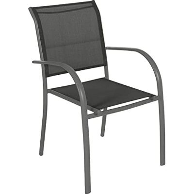HESPERIDE Tuinstoel, stapelbaar, Piazza antraciet en grafiet, aluminium, roestvrij, buitenmeubels, terras, balkon HESPERIDE Tuinstoel, stapelbaar, Piazza antraciet en grafiet, aluminium, roestvrij, buitenmeubels, terras, balkon