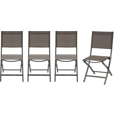 HESPERIDE Hespéride Set van 4 opvouwbare tuinstoelen essentia wengé en praliné aluminium en texaline HESPERIDE Hespéride Set van 4 opvouwbare tuinstoelen essentia wengé en praliné aluminium en texaline