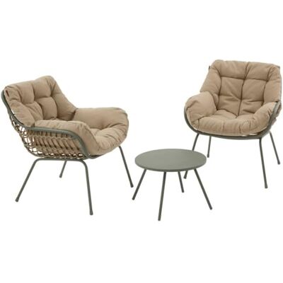 HESPERIDE Hespéride Tuinmeubelset Duo Paopao 3-delig – laurier, gevlochten hars, corrosiebestendig staal, inclusief kussens – voor balkon, terras, kleine ruimtes HESPERIDE Hespéride Tuinmeubelset Duo Paopao 3-delig – laurier, gevlochten hars, corrosiebestendig staal, inclusief kussens – voor balkon, terras, kleine ruimtes