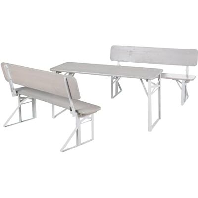 roba Tafel en 2 tuinbanken voor kinderen vanaf 2 jaar, 4-zits, klapbanken met rugleuningen en klaptafel, campingset van massief hout, grijs roba Tafel en 2 tuinbanken voor kinderen vanaf 2 jaar, 4-zits, klapbanken met rugleuningen en klaptafel, campingset van massief hout, grijs