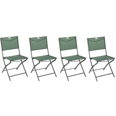 HESPERIDE Hespéride Set van 4 klapstoelen Modula olijfgroen gepoedercoat staal Texaline Afmetingen 46 x 52 x 87 cm Opvouwbaar buitenmeubel HESPERIDE Hespéride Set van 4 klapstoelen Modula olijfgroen gepoedercoat staal Texaline Afmetingen 46 x 52 x 87 cm Opvouwbaar buitenmeubel