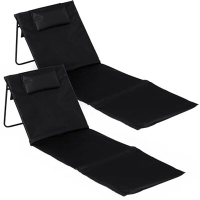 Spetebo Set van 2 strandmatten 145 x 48 cm met verstelbare rugleuning, grijs Spetebo Set van 2 strandmatten 145 x 48 cm met verstelbare rugleuning, grijs