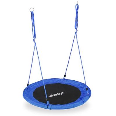 Relaxdays Vogelschommel, rond, 90 cm, om op te hangen, voor kinderen, volwassenen, tuin, buiten, Ø 90 cm, 100 kg, blauw Relaxdays Vogelschommel, rond, 90 cm, om op te hangen, voor kinderen, volwassenen, tuin, buiten, Ø 90 cm, 100 kg, blauw