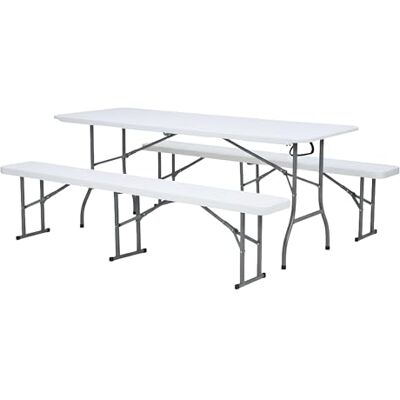 AXI Elba opvouwbare biertafelset met twee banken, Hdpe kunststof voor tuin, balkon of kamperen: 180 x 74 x 75 cm AXI Elba opvouwbare biertafelset met twee banken, Hdpe kunststof voor tuin, balkon of kamperen: 180 x 74 x 75 cm