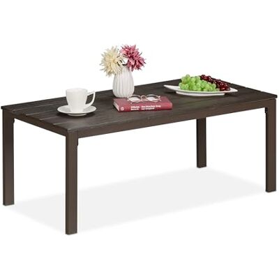 Relaxdays Lage tuintafel, weerbestendig, ook voor terras, balkon, 39 x 98 x 48 cm, bruin Relaxdays Lage tuintafel, weerbestendig, ook voor terras, balkon, 39 x 98 x 48 cm, bruin