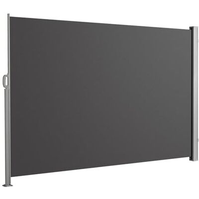 Floordirekt Aluminium zijluifel, 140 x 300 cm, antraciet, zonwering en inkijkbescherming, uittrekbaar, voor balkon en terras, polyester 280 g/m² (PU), uv-bescherming UPF50+, met vloerhouder Floordirekt Aluminium zijluifel, 140 x 300 cm, antraciet, zonwering en inkijkbescherming, uittrekbaar, voor balkon en terras, polyester 280 g/m² (PU), uv-bescherming UPF50+, met vloerhouder