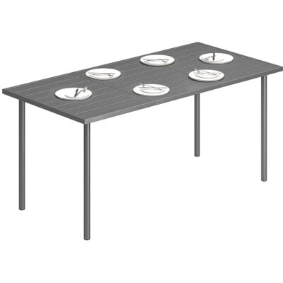 Outsunny Tuintafel voor 6 personen, buiten, 165 x 80 cm, donkergrijs Rechthoekig, metalen lattenplaat, terrasmeubilair voor alle weersomstandigheden, balkon, terras Outsunny Tuintafel voor 6 personen, buiten, 165 x 80 cm, donkergrijs Rechthoekig, metalen lattenplaat, terrasmeubilair voor alle weersomstandigheden, balkon, terras