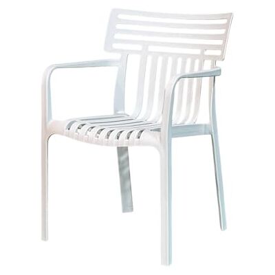 KARAT Sitwell Tuinstoel met armleuningen, designstoel, stapelbaar, weerbestendig en uv-bestendig, belastbaar tot 200 kg (6, wit) KARAT Sitwell Tuinstoel met armleuningen, designstoel, stapelbaar, weerbestendig en uv-bestendig, belastbaar tot 200 kg (6, wit)