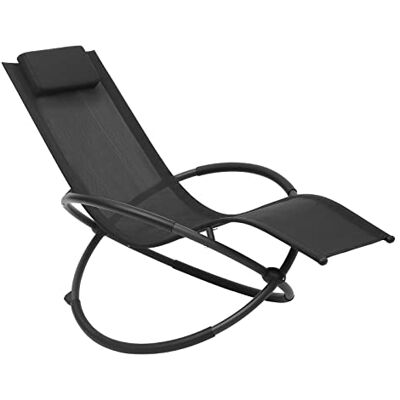 WOLTU Chaise Longues voor Buiten Relax Ademende Schommelstoel voor Balkon Camping Zonnebank met Armleuningen en Hoofdsteun, Zwart, LS002sz WOLTU Chaise Longues voor Buiten Relax Ademende Schommelstoel voor Balkon Camping Zonnebank met Armleuningen en Hoofdsteun, Zwart, LS002sz