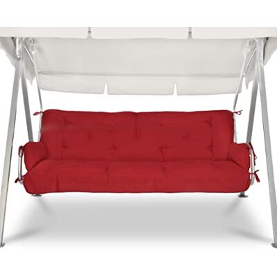 Beautissu Kussen voor schommelbank, 180 x 50 x 8 cm, Flair HS, tuinkussen met 2 kussens, matras voor tuinbank, vulling schuimvlokken, rood Beautissu Kussen voor schommelbank, 180 x 50 x 8 cm, Flair HS, tuinkussen met 2 kussens, matras voor tuinbank, vulling schuimvlokken, rood