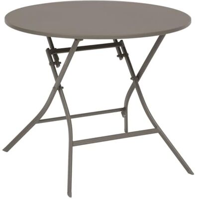 HESPERIDE Hespéride Tuintafel, inklapbaar, rond, 4-zits, koffiebruin versterkt roestbestendig staal meubels voor tuin, balkon, terras HESPERIDE Hespéride Tuintafel, inklapbaar, rond, 4-zits, koffiebruin versterkt roestbestendig staal meubels voor tuin, balkon, terras