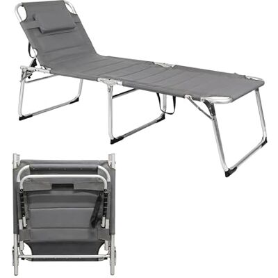 Spetebo Ligstoel XXL aluminium ligstoel grijs gestoffeerde ligstoel met kussen ligvlak 199 x 70 cm belastbaar tot 150 kg Spetebo Ligstoel XXL aluminium ligstoel grijs gestoffeerde ligstoel met kussen ligvlak 199 x 70 cm belastbaar tot 150 kg