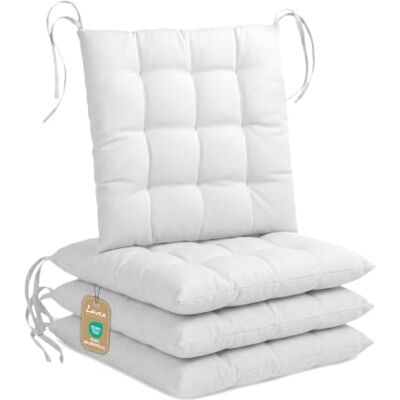 Lavea ® Set van 4 stoelkussens, 40 x 40 cm, wit Stoelkussens met bevestigingen, wasbaar en comfortabel, voor binnen, keuken, tuin, balkon en terras Lavea ® Set van 4 stoelkussens, 40 x 40 cm, wit Stoelkussens met bevestigingen, wasbaar en comfortabel, voor binnen, keuken, tuin, balkon en terras