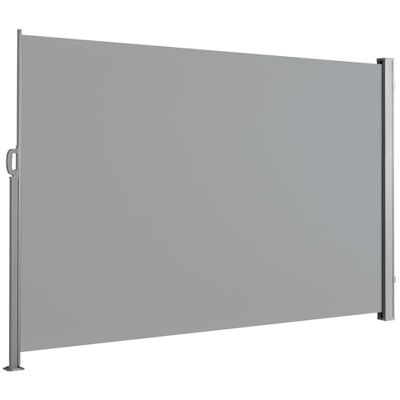 Floordirekt Aluminium zijluifel, 200 x 400 cm, lichtgrijs, zonwering en inkijkbescherming, uittrekbaar, voor balkon en terras, polyester 280 g/m² (PU), uv-bescherming UPF50+, met houder Floordirekt Aluminium zijluifel, 200 x 400 cm, lichtgrijs, zonwering en inkijkbescherming, uittrekbaar, voor balkon en terras, polyester 280 g/m² (PU), uv-bescherming UPF50+, met houder